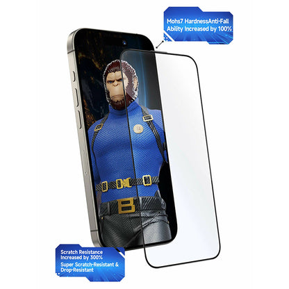 Blueo Crystal Anti-Scratch Skærmbeskyttelsesfilm med Applikator til Apple iPhone 16 Pro Max, Hærdet Glas, Fuld Lim, Sort