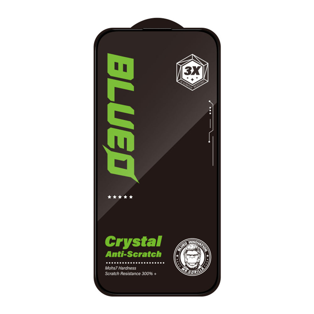 Blueo Crystal Anti-Scratch Skærmbeskyttelsesfilm til Apple iPhone 15 Pro, Hærdet Glas, Fuld Lim, Sort