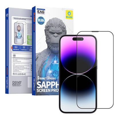 Blueo Sapphire Applicator Pro Skærmbeskytter til Apple iPhone 15 Pro, Hærdet Glas, Fuld Lim, Sort