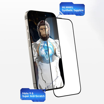 Blueo Sapphire Applicator Pro Skærmbeskytter til Apple iPhone 15 Pro, Hærdet Glas, Fuld Lim, Sort
