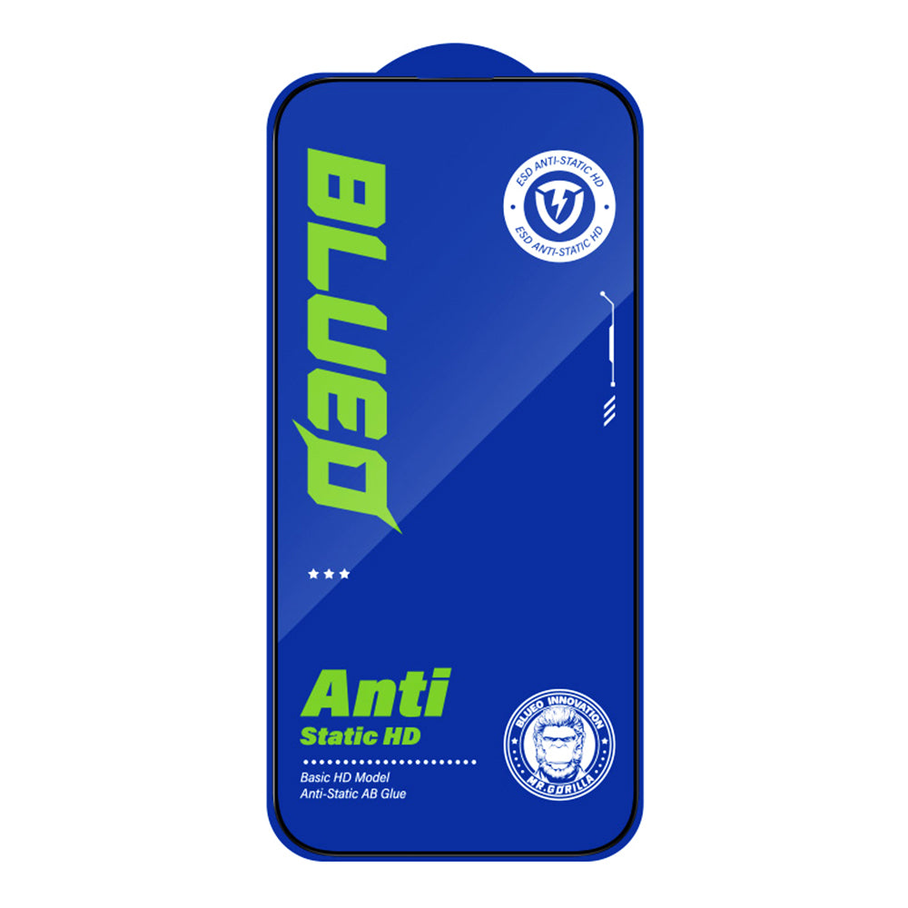 Blueo Silk HD skærmbeskytter til Apple iPhone 16 / 15, hærdet glas, fuld lim, sæt med 5 stk., 2.5D, sort