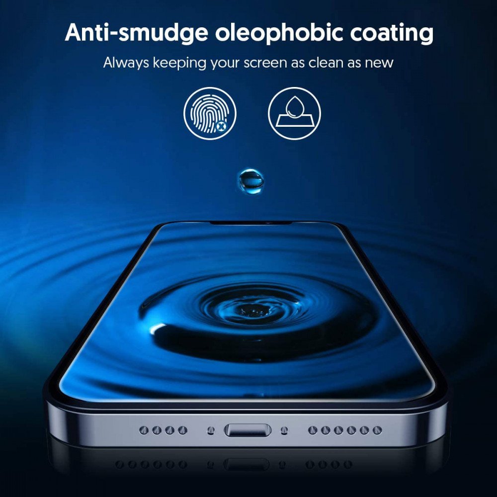 Blueo Silk HD skærmbeskytter til Apple iPhone 16 / 15, hærdet glas, fuld lim, sæt med 5 stk., 2.5D, sort