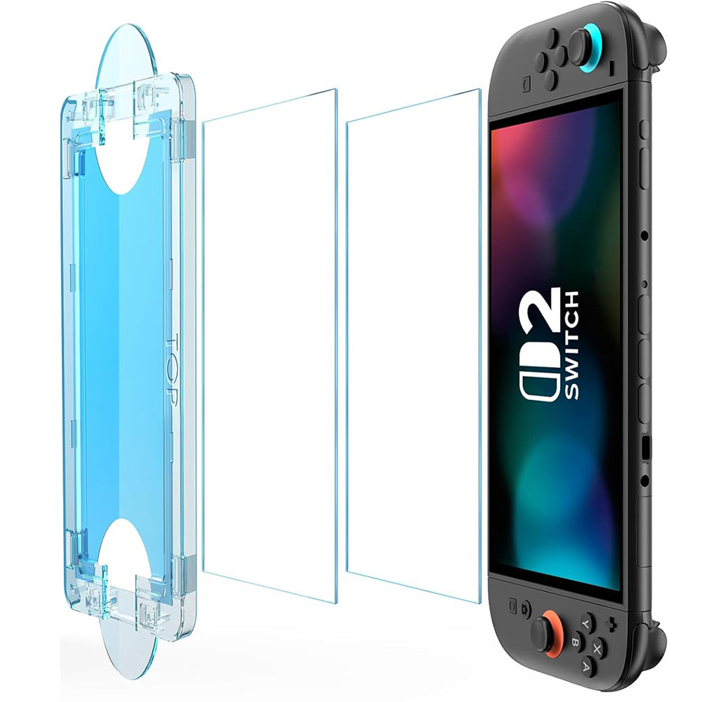 Techsuit SwitchAura Skærmbeskyttelsesfilm med Applikator til Nintendo Switch 2, Hærdet Glas, Sæt med 2 stk.