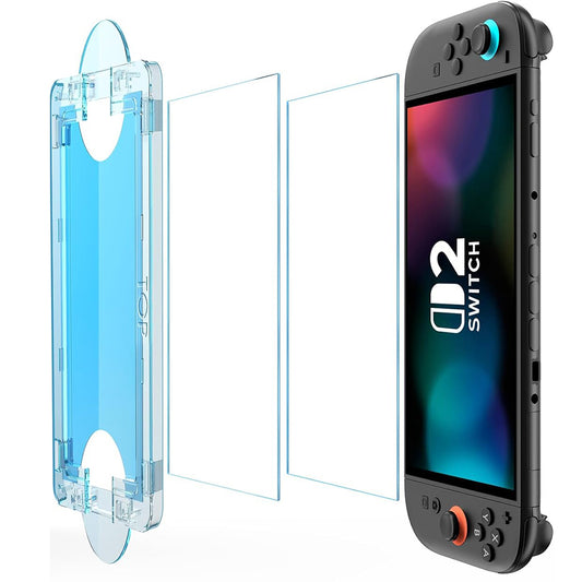 Techsuit SwitchAura Skærmbeskyttelsesfilm med Applikator til Nintendo Switch 2, Hærdet Glas, Sæt med 2 stk.