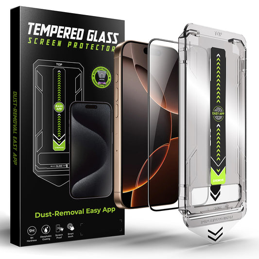 Beskyttelsesfilm Techsuit TitanGlass til Apple iPhone 17 Pro, Hærdet Glas, Full Glue, Sort