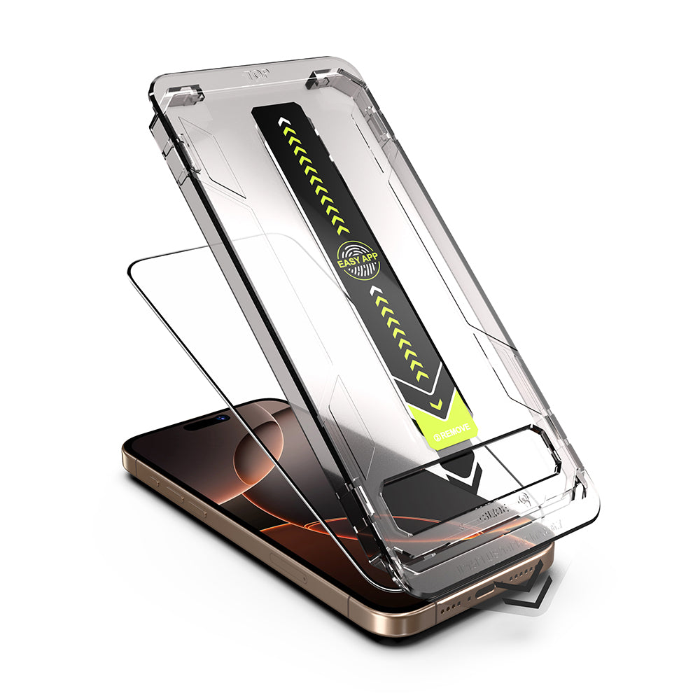 Beskyttelsesfilm Techsuit TitanGlass til Apple iPhone 17 Pro, Hærdet Glas, Full Glue, Sort