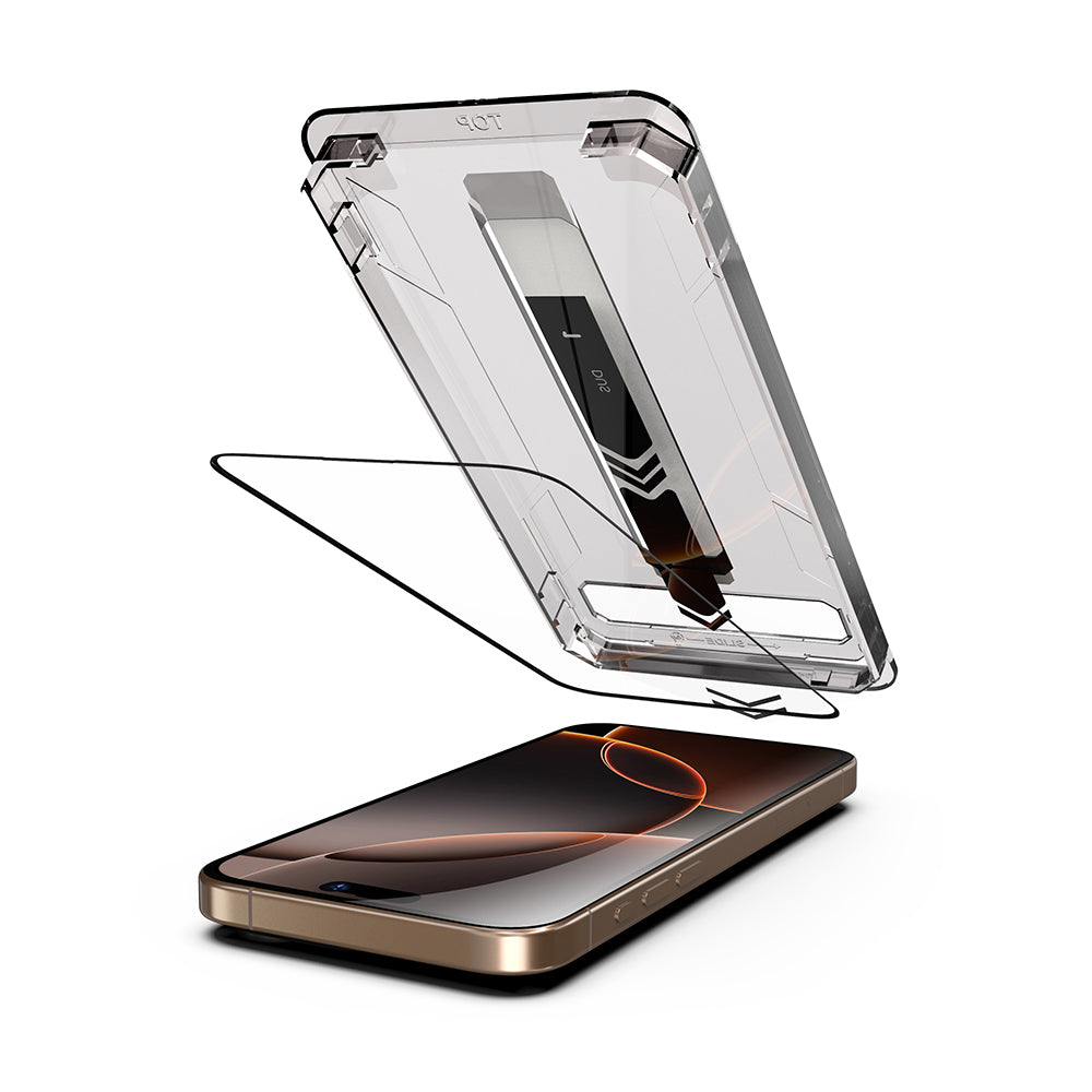 Beskyttelsesfilm Techsuit TitanGlass til Apple iPhone 17 Pro, Hærdet Glas, Full Glue, Sort