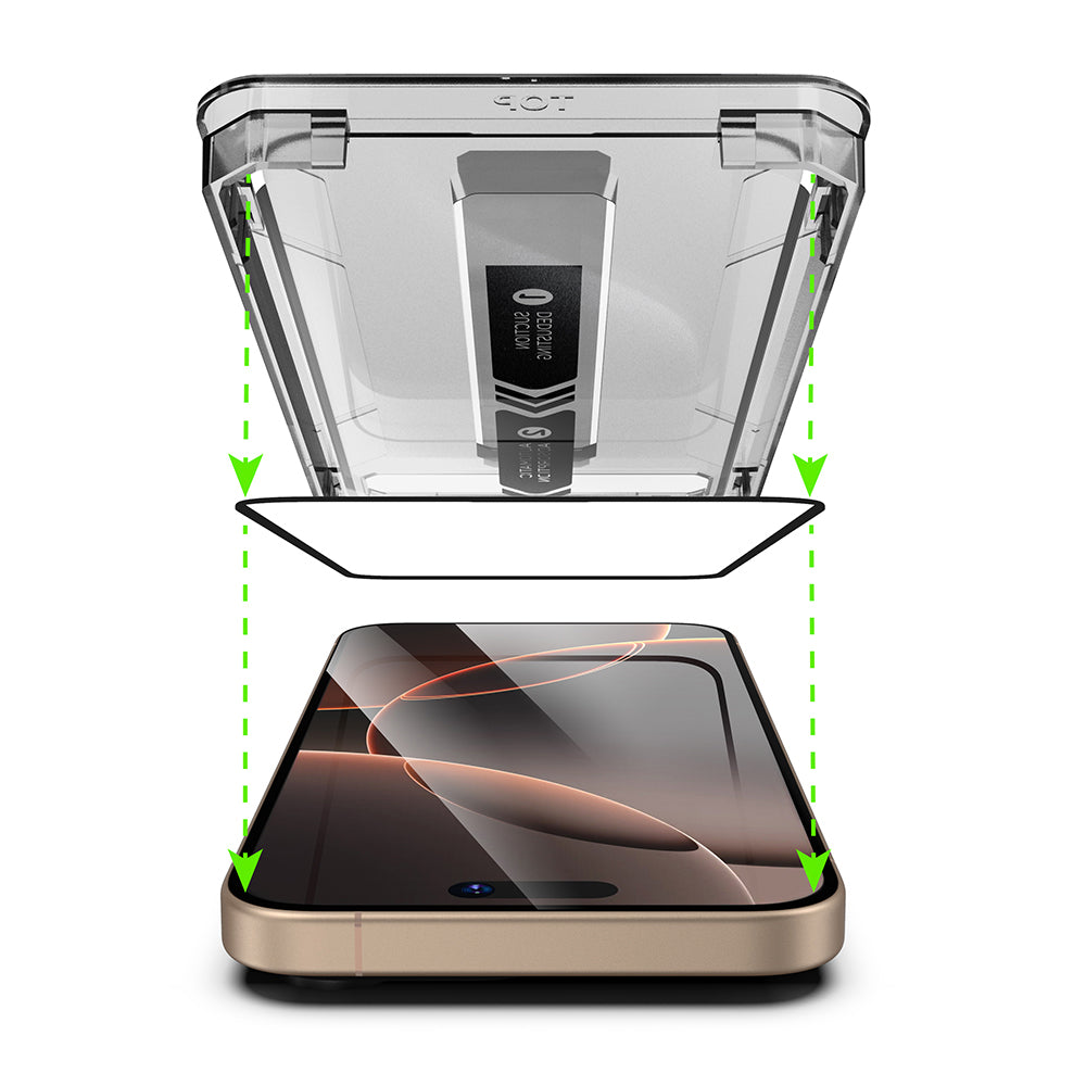 Beskyttelsesfilm Techsuit TitanGlass til Apple iPhone 17 Pro, Hærdet Glas, Full Glue, Sort