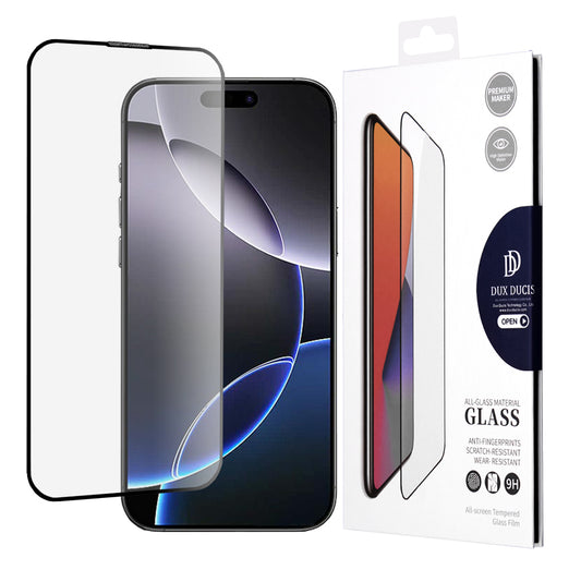Skærmbeskyttelsesfilm DUX DUCIS til Apple iPhone 16 Pro Max, hærdet glas, Edge Glue, sort