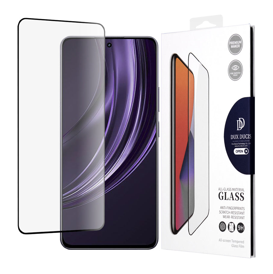 DUX DUCIS Screen Protector for Realme 13+, Tempered Glass, Edge Glue, Black