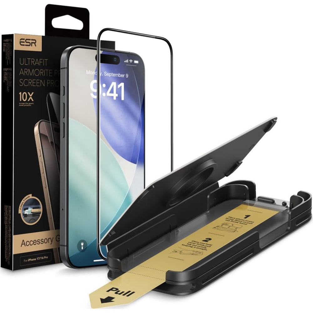ESR Armorite Pro UltraFit skærmbeskytter til Apple iPhone 18 Pro / 17 Pro, hærdet glas, fuld lim, sort
