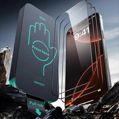 Beskyttelsesfilm ESR Armorite UltraFit til Apple iPhone 17 Pro Max, Hærdet Glas, Full Glue, Sæt med 3 stykker