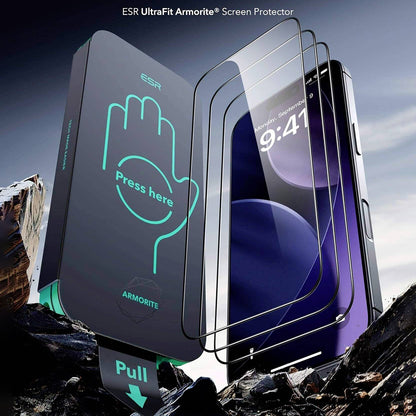 ESR Armorite UltraFit Skærmbeskyttelsesfilm til Apple iPhone 18 Pro Max / 17 Pro Max, Hærdet Glas, Fuld Lim, Sæt med 2 stk., Sort