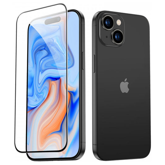 Beskyttelsesfilm ESR-skærm til Apple iPhone 15, Hærdet Glas, Fuldklæbende, Sort