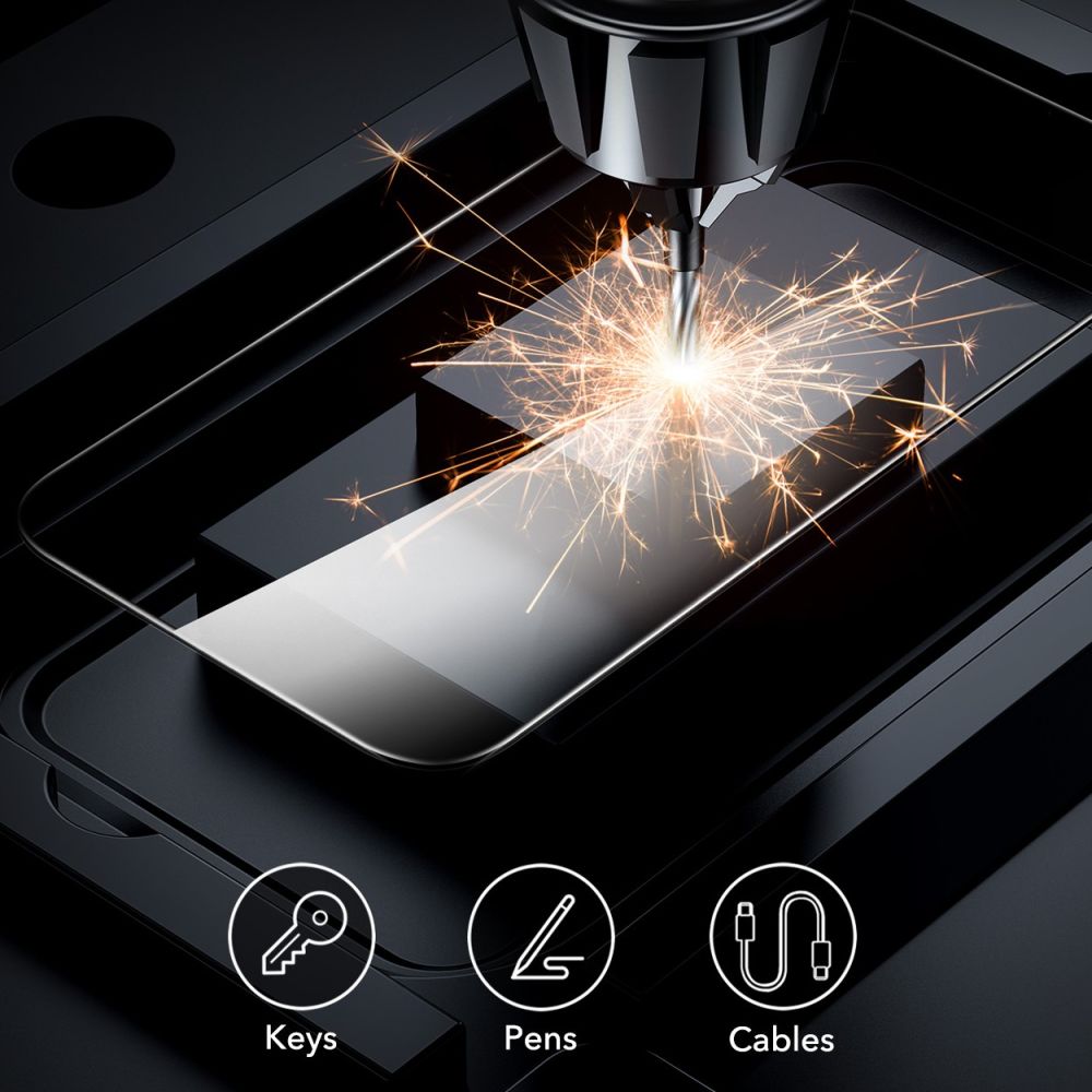 Beskyttelsesfilm ESR-skærm til Apple iPhone 16 Pro Max, Hærdet Glas, Fuldklæbende