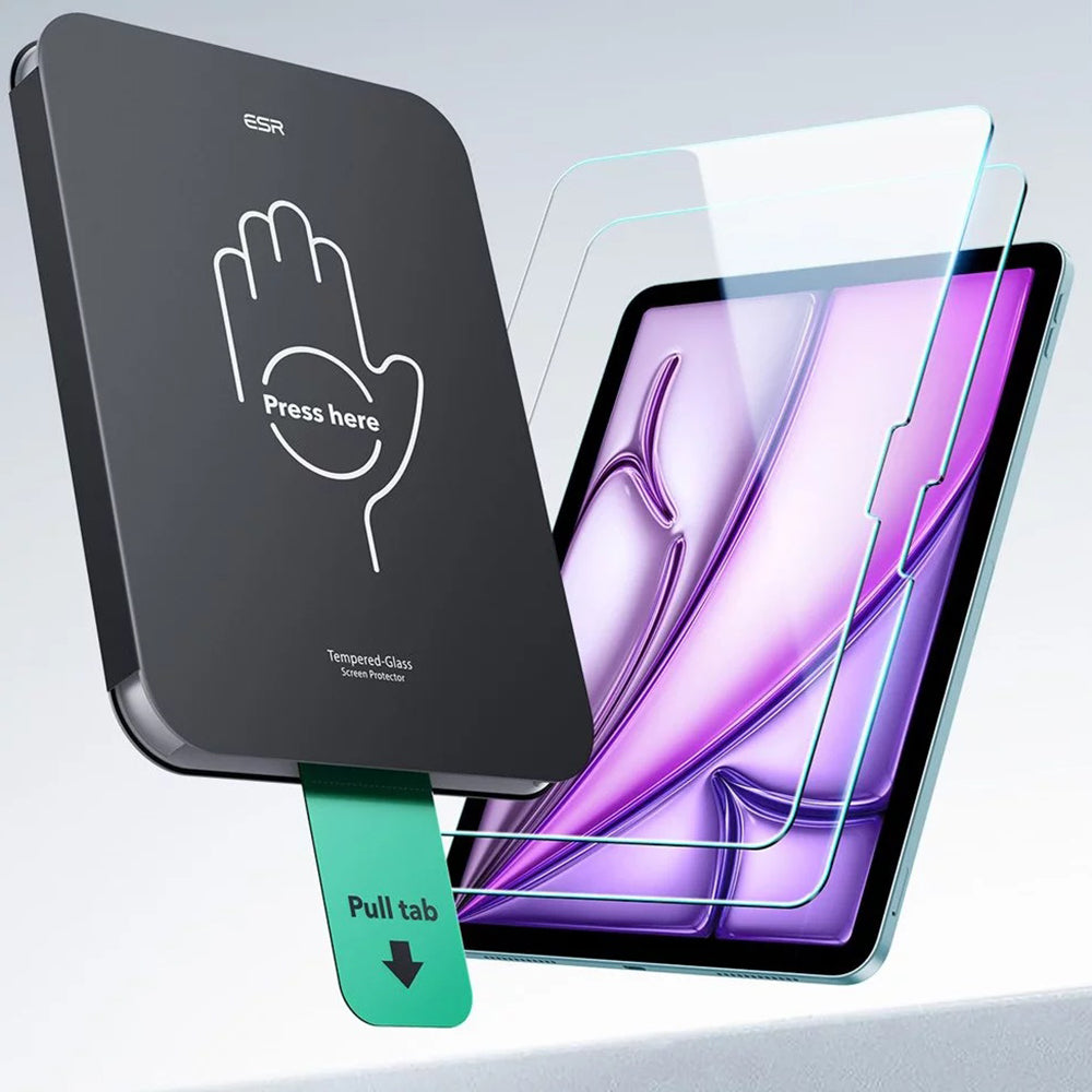 ESR UltraFit Skærmbeskytter til Apple iPad Air 13 (2026) / Pro 13 (2025), Hærdet Glas, Fuld Lim, Sæt med 2 stk.