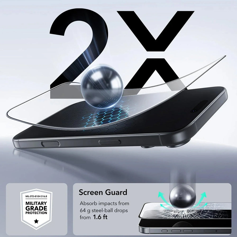 ESR UltraFit Skærmbeskytter til Apple iPhone 18 Pro Max / 17 Pro Max, Hærdet Glas, Fuld Lim, Sæt med 3 stk., Sort