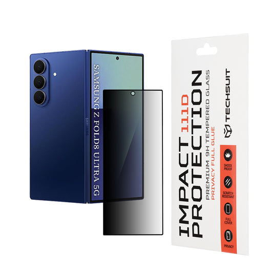 Privacy Techsuit Skærmbeskytter til Samsung Galaxy Z Fold8 Ultra F971, Hærdet Glas, Fuld Lim, 111D