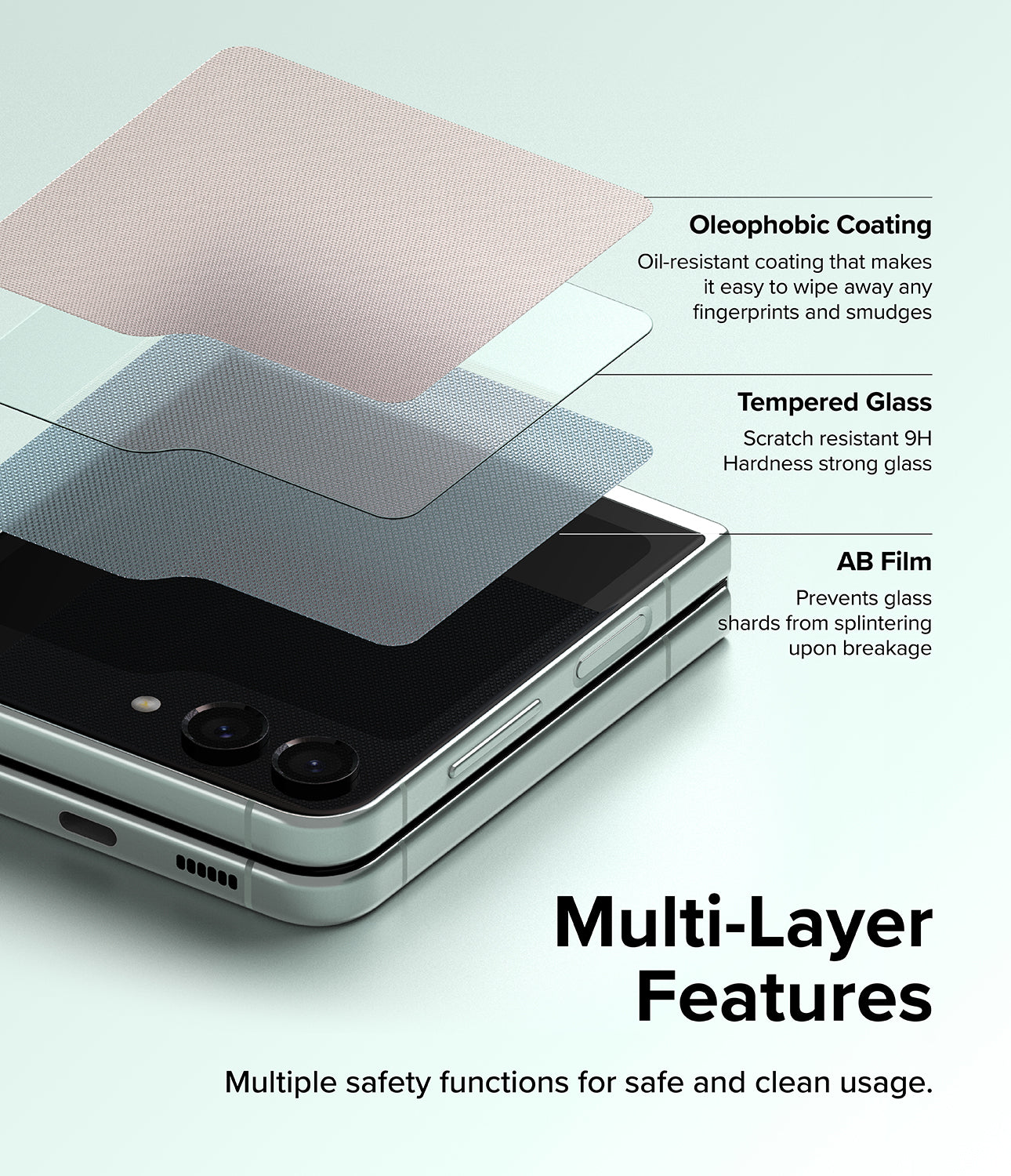 Beskyttelsesfilm til ydre skærm Ringke til Samsung Galaxy Z Flip5 F731, Hærdet glas, Fuldklæbende, Sæt med 2 stykker