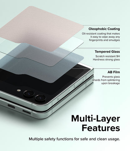 Beskyttelsesfilm til ydre skærm Ringke til Samsung Galaxy Z Flip5 F731, Hærdet glas, Fuldklæbende, Sæt med 2 stykker