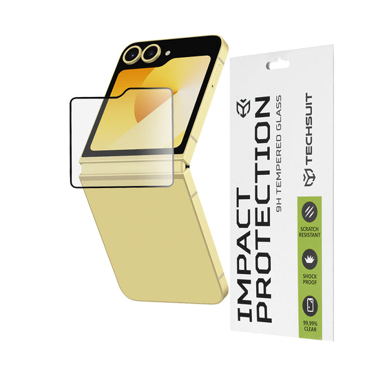Techsuit Skærmbeskytter til Samsung Galaxy Z Flip6 F741, Hærdet Glas, Full Glue, 111D, Sort