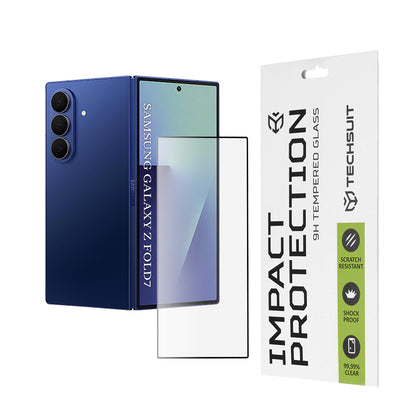 Techsuit Skærmbeskytter til Udvendig Skærm til Samsung Galaxy Z Fold7 F966, Hærdet Glas, Full Glue, 111D, Sort
