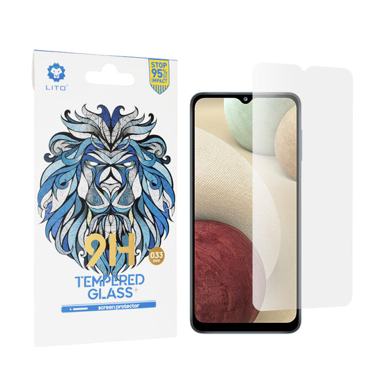 Lito Classic Skærmbeskytter til Samsung Galaxy F12 F127 / A12 Nacho A127 / M02 M022 / M12 M127, Hærdet Glas, Fuld Lim, 2.5D