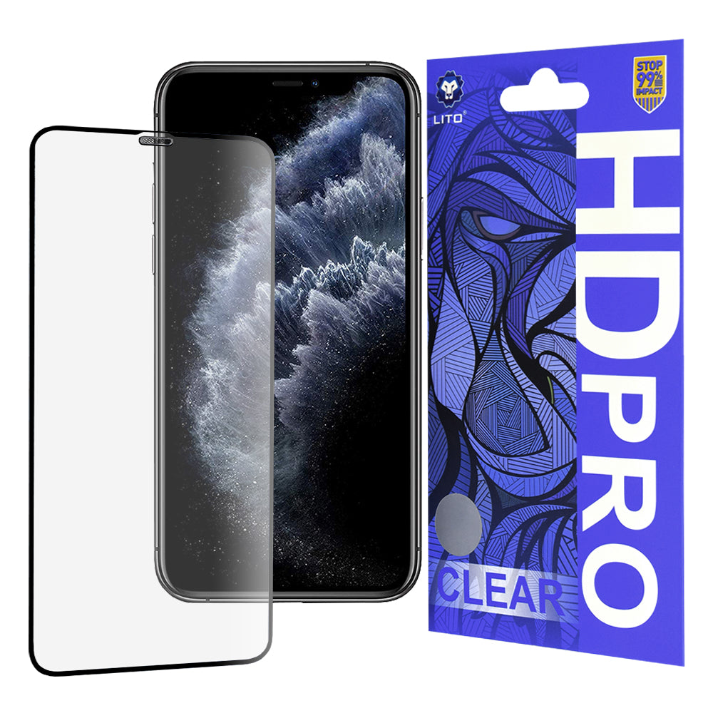 Lito HD Pro Clear Screen Protector for Apple iPhone 11 Pro Max / XS Max, Tempered Glass, Full Glue, Black