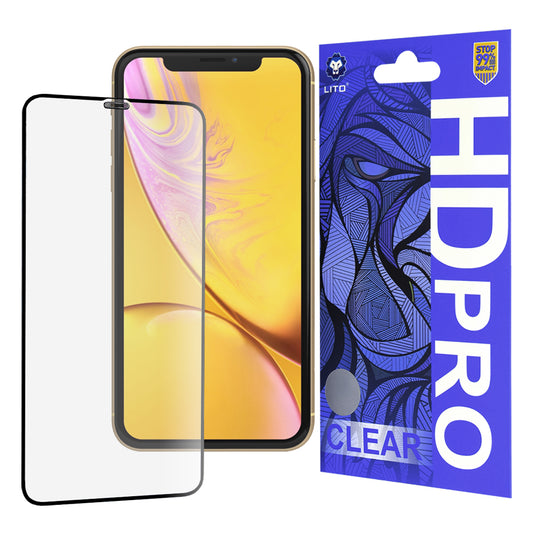 Lito HD Pro Clear Skærmbeskytter til Apple iPhone 11 / XR, Hærdet Glas, Fuld Lim, Sort