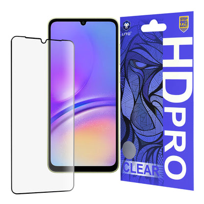 Lito HD Pro Clear Skærmbeskyttelsesfilm til Samsung Galaxy A05 A055, Hærdet Glas, Fuld Lim, Sort