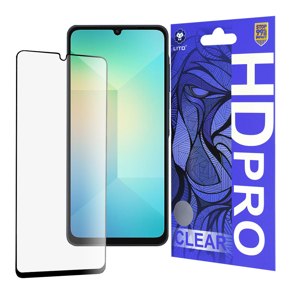 Lito HD Pro Clear Skærmbeskytter til Samsung Galaxy A06 A065, Hærdet Glas, Fuld Lim, Sort