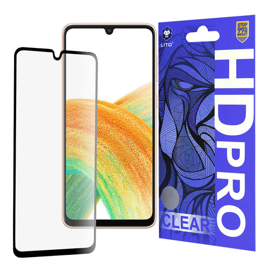 Lito HD Pro Clear Skærmbeskyttelsesfilm til Samsung Galaxy A33 5G A336, Hærdet Glas, Fuld Lim, Sort