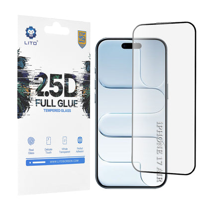 Beskyttelsesfilm Lito skærm til Apple iPhone 17 Air, Hærdet glas, Full Glue, 2.5D, Sort
