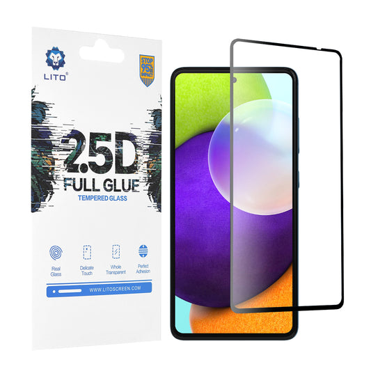 Lito skærmbeskyttelsesfilm til Samsung Galaxy A52s 5G A528 / A52 5G A526 / A52 A525, hærdet glas, fuld lim, 2.5D, sort