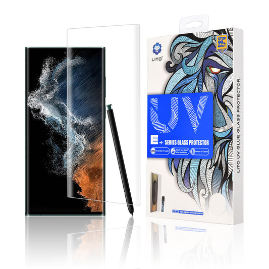 Lito skærmbeskyttelsesfilm til Samsung Galaxy S22 Ultra 5G S908, hærdet glas, UV-lim, 3D