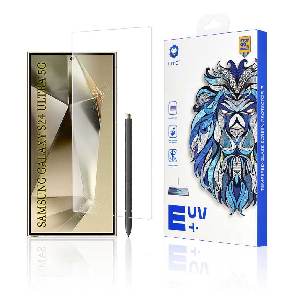 Lito skærmbeskyttelsesfilm til Samsung Galaxy S24 Ultra S928, hærdet glas, UV-lim, 3D