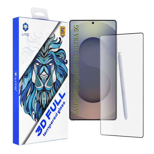 Lito skærmbeskyttelsesfilm til Samsung Galaxy S25 Ultra S938, hærdet glas, fuld lim, 3D, sort