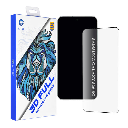 Lito Screen Protector for Samsung Galaxy S26, Tempered Glass, Full Glue, 3D, Black