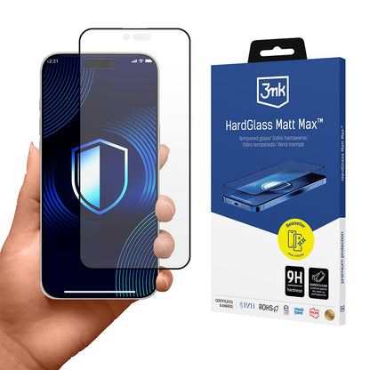 Beskyttelsesfolie Matte 3MK HardGlass Max til Apple iPhone 17 Air, Hærdet Glas, Full Glue, Sort