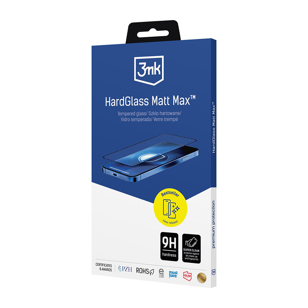 Beskyttelsesfolie Matte 3MK HardGlass Max til Apple iPhone 17 Air, Hærdet Glas, Full Glue, Sort