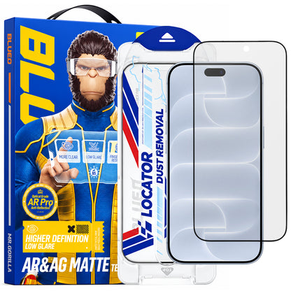 Blueo Matte Anti-Reflective Applicator Pro skærmbeskyttelse til Apple iPhone 18 Pro, hærdet glas, fuldlimet, sort
