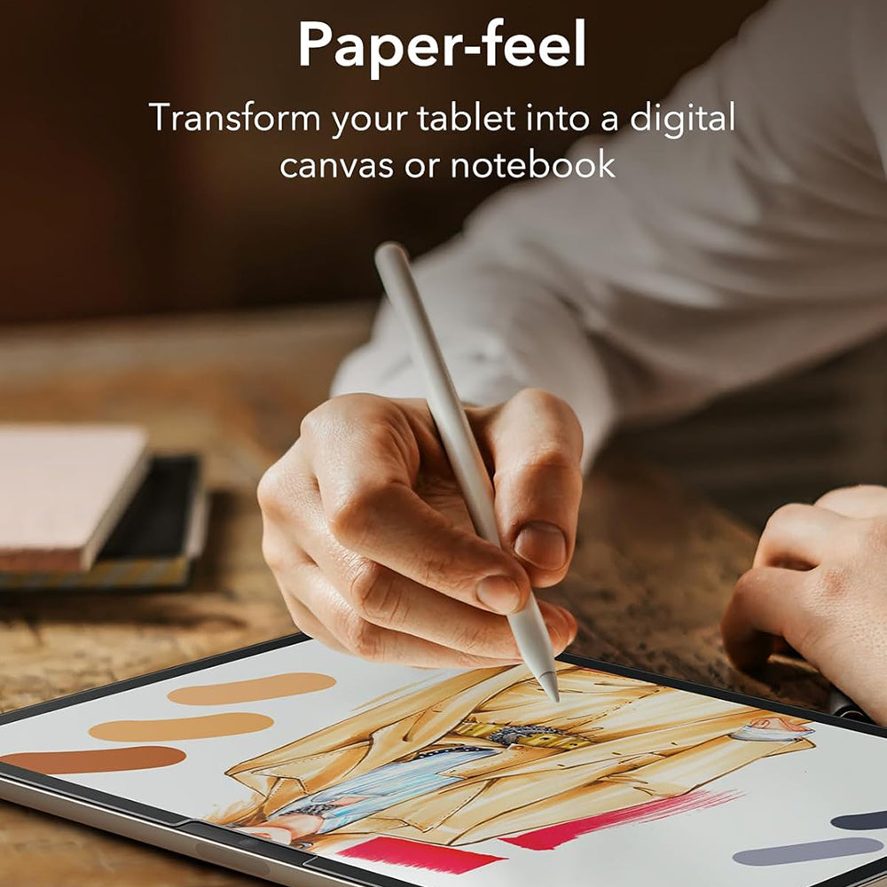 Beskyttelsesfilm Matte ESR Paper Feel til Apple iPad Air 13 (2025) / Air 13 (2024), Plastik, Fuldklæbende, Sæt med 2 stykker