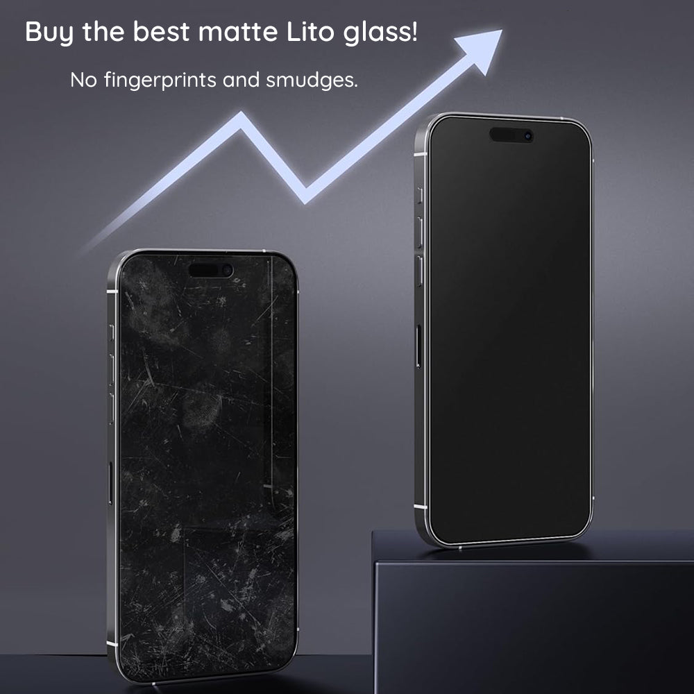Mat skærmbeskyttelsesfilm Lito HD Pro til Apple iPhone 16 Plus, hærdet glas, fuld lim, sort