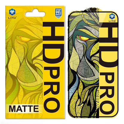 Mat skærmbeskyttelsesfilm Lito HD Pro til Apple iPhone 16 Plus, hærdet glas, fuld lim, sort