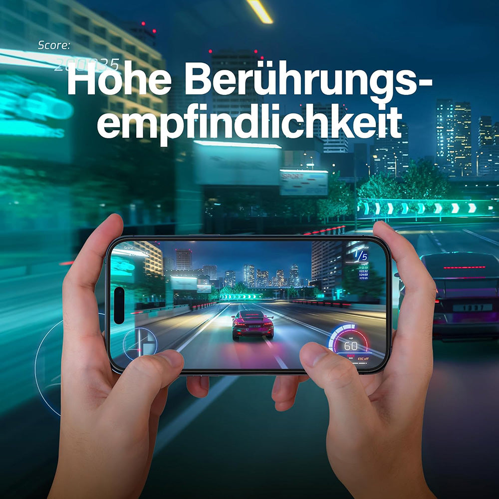 Beskyttelsesfilm Matte PanzerGlass Ultra-Wide Fit Gaming til Apple iPhone 16 Pro Max, Hærdet Glas, Full Glue, Sort