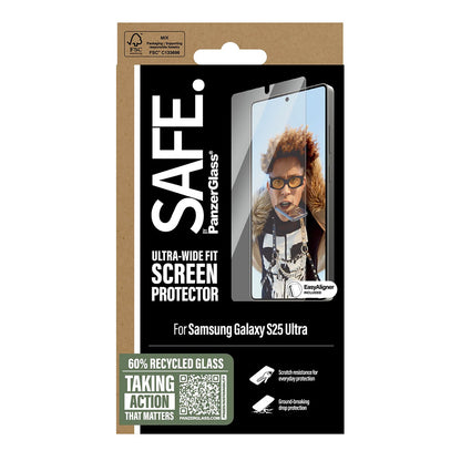 PanzerGlass Safe skærmbeskyttelsesfolie. Ultra-Wide Fit EasyAligner til Samsung Galaxy S25 Ultra S938, Hærdet Glas, Full Glue