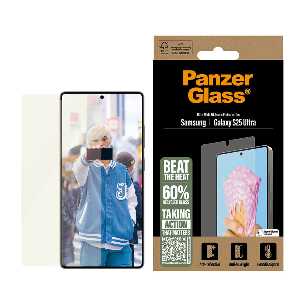 Beskyttelsesfilm til skærm PanzerGlass Ultra-Wide Fit All-in-One til Samsung Galaxy S25 Ultra S938, Hærdet Glas, Full Glue