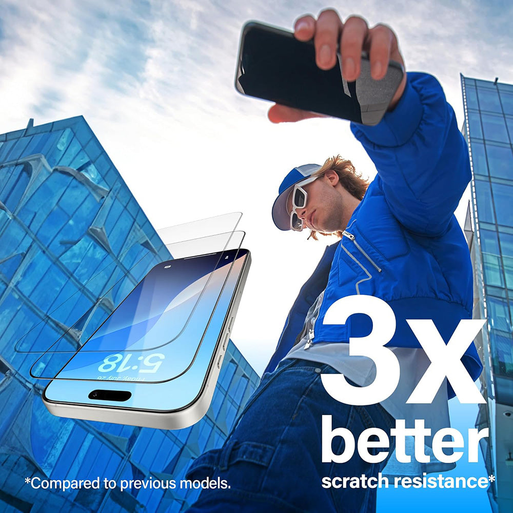 Beskyttelsesfilm til skærm PanzerGlass Ultra-Wide Fit EasyAligner til Apple iPhone 17 / 16 Pro, Hærdet Glas, Fuldklæbende, Sort