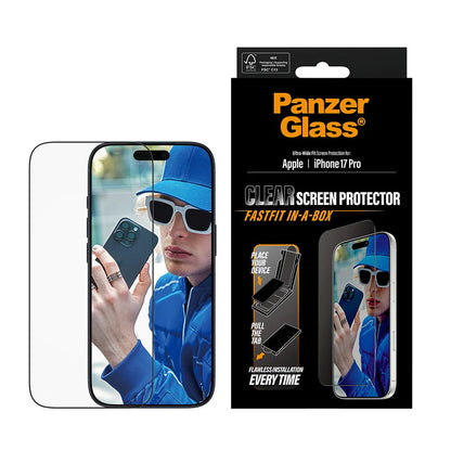 Beskyttelsesfilm til skærm PanzerGlass Ultra-Wide Fit Fastfit til Apple iPhone 17 Pro, Hærdet Glas, Full Glue, Sort