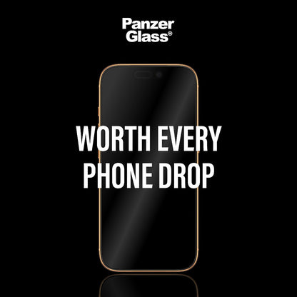 Beskyttelsesfilm til skærm PanzerGlass Ultra-Wide Fit Stealth Fastfit til Apple iPhone 17 / 16 Pro, Hærdet Glas, Fuldklæbende, Sort